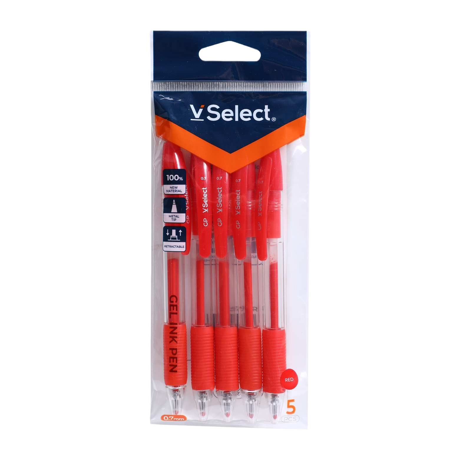 Red 0.7mm gel pens, 5 pieces per bag, exclusively for export. Minimum order quantity: one box Item Picture