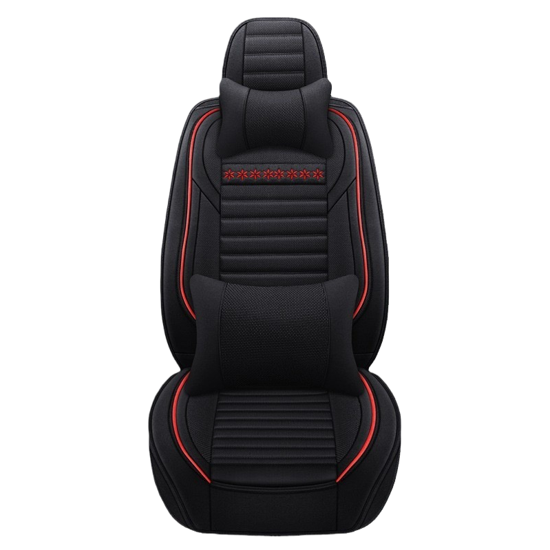 Black car seat cover with red stitching star-shaped decorative linen seat cushion, electric bike seat cover Item Picture