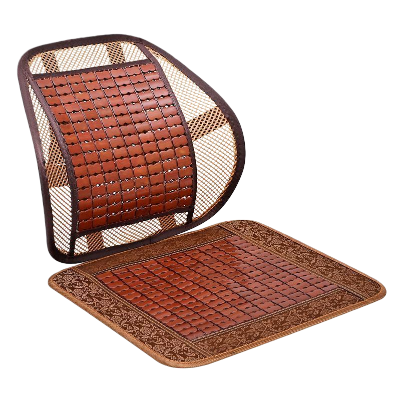 Brown bamboo seat cushion, backrest set, bamboo mat, single person, summer straw mat five-piece set Item Picture