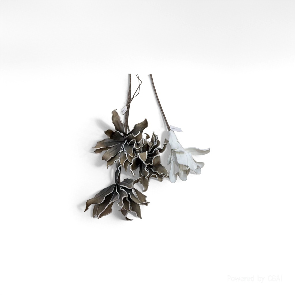 灰白相间卷边花瓣塑料人造花束泡沫仿真花假花灯090052322