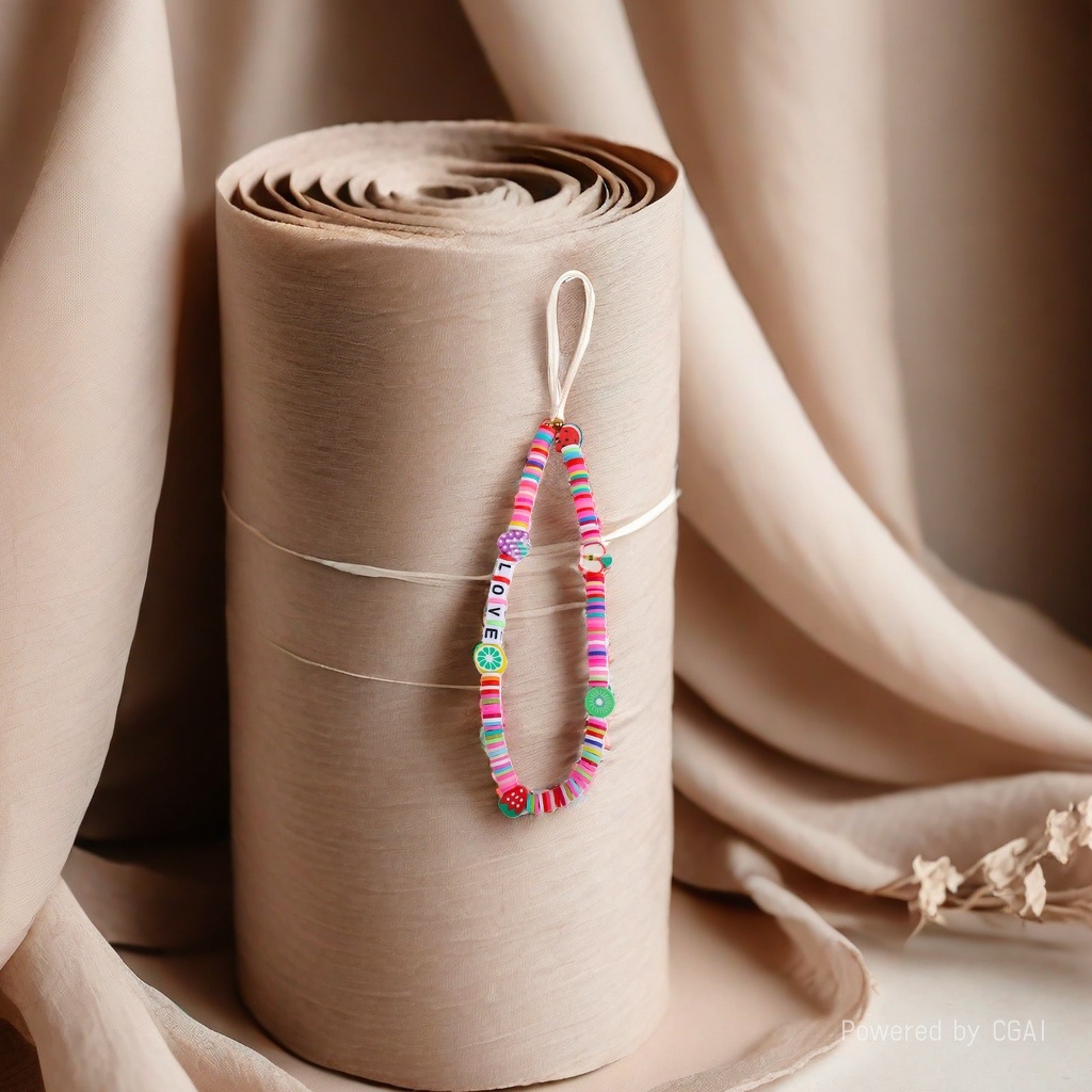 Song brocade colorful beaded football figurine keychain, World Cup mobile phone lanyard Specification image