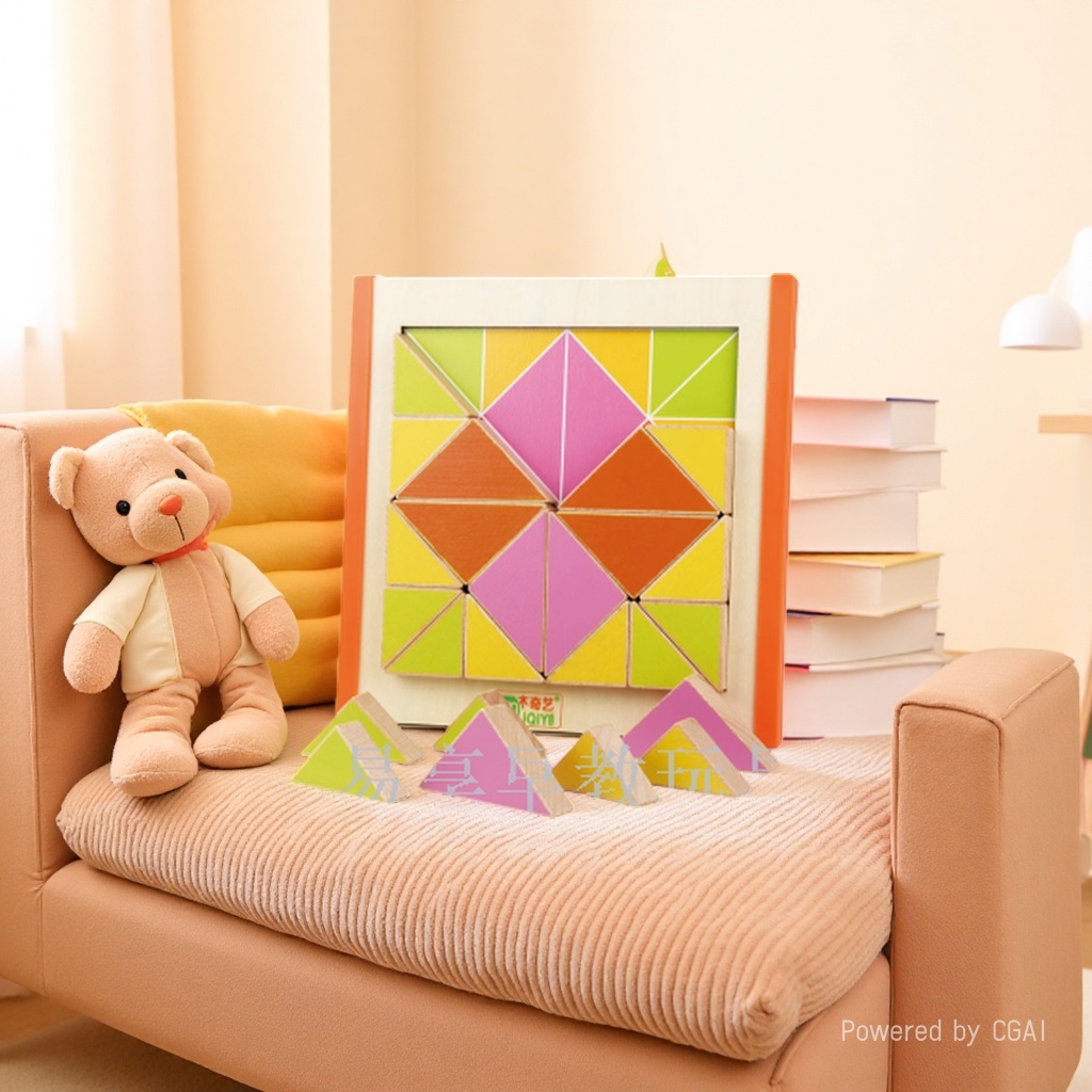 DIY Colorful Bean puzzle house jigsaw puzzle toy board, trendy toy set of 60 pieces details Picture
