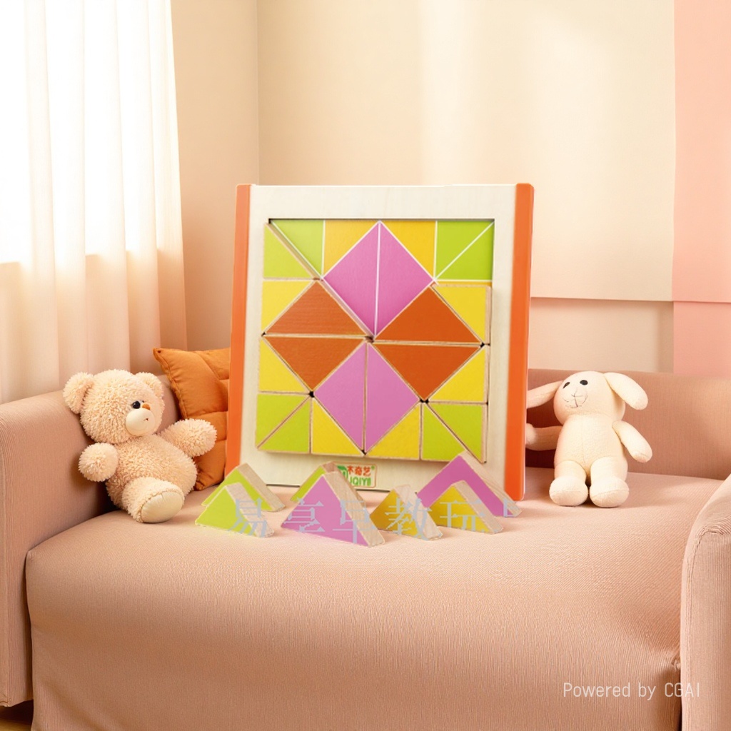 DIY Colorful Bean puzzle house jigsaw puzzle toy board, trendy toy set of 60 pieces