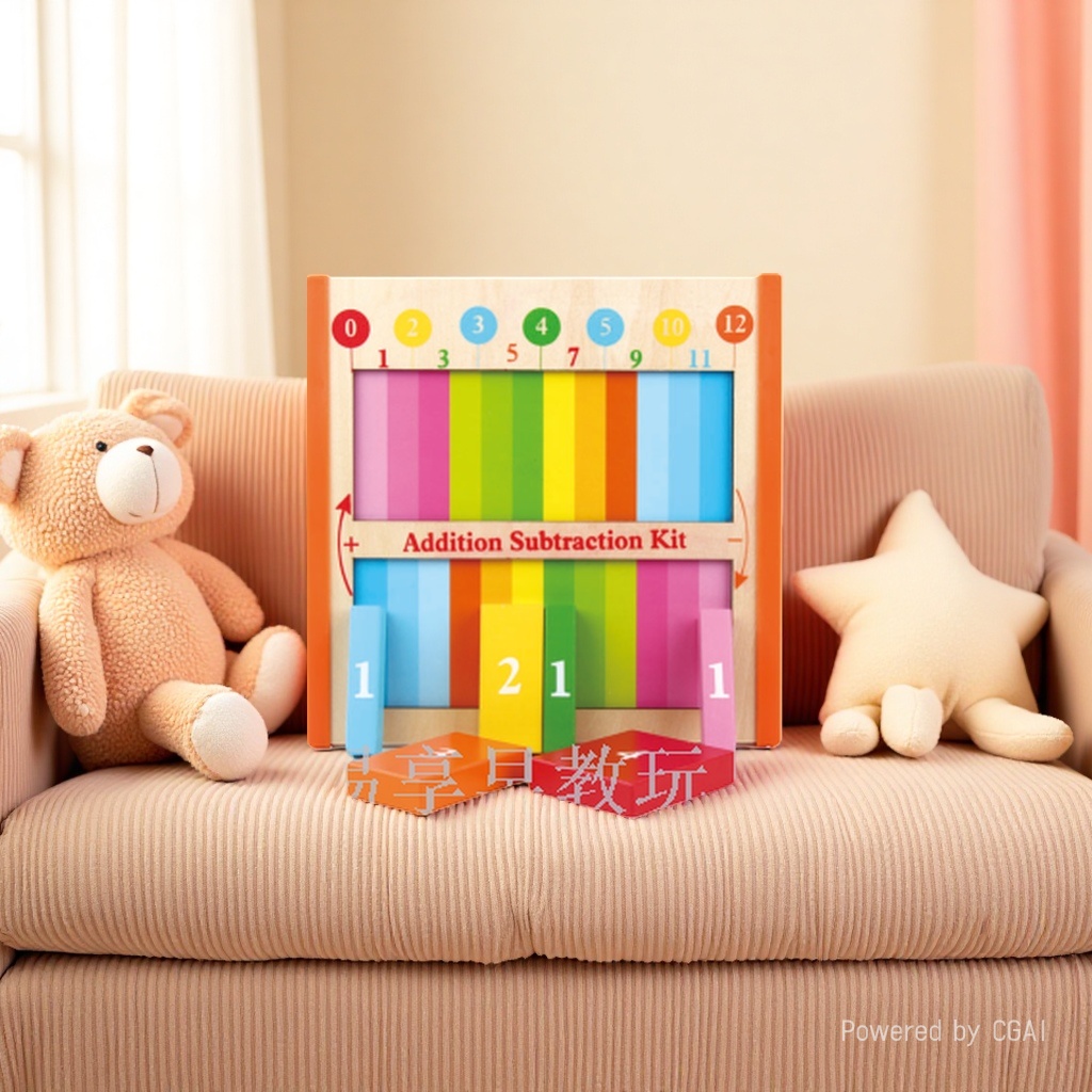 HelloKitty colorful wooden addition and subtraction teaching AIDS DIY house alloy car model