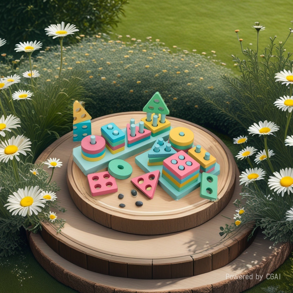 HelloKitty Colorful Wooden Shape Matching Toy Set DIY House Alloy Car