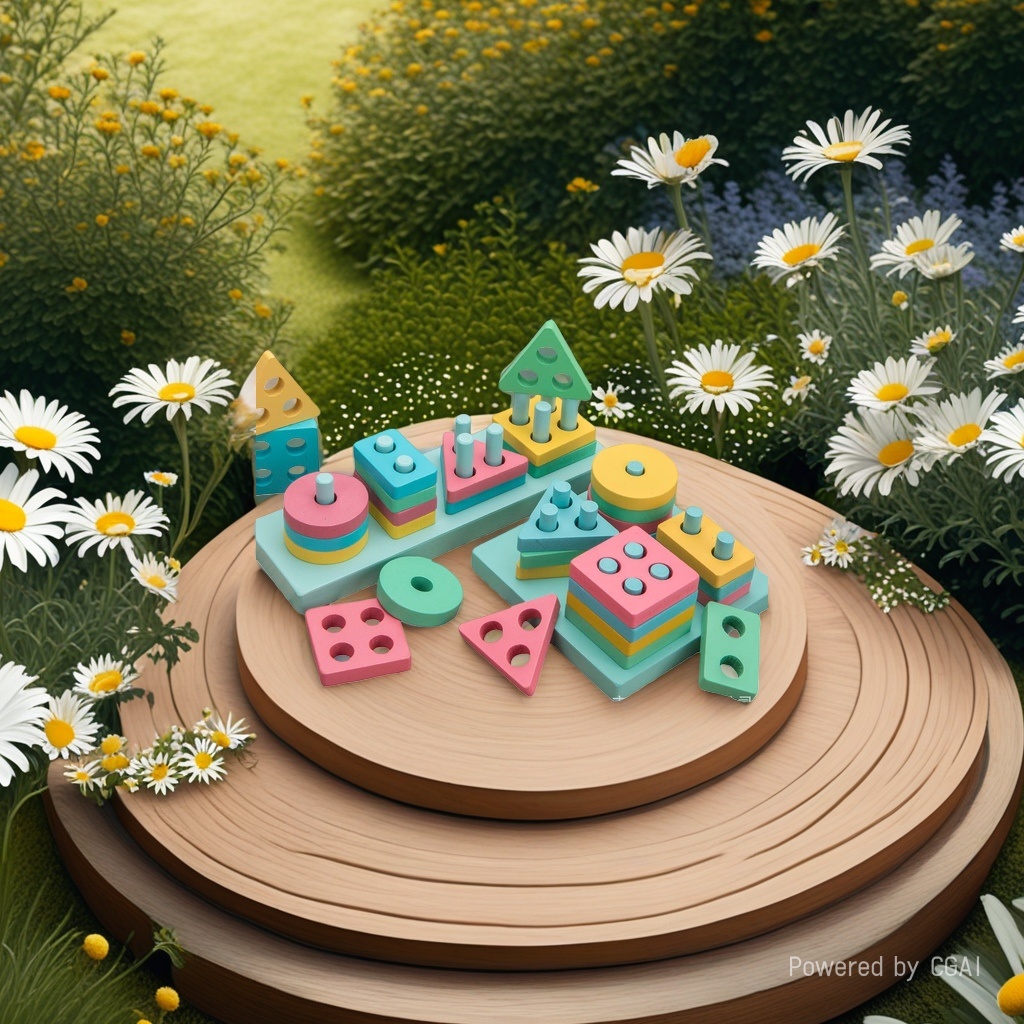 HelloKitty Colorful Wooden Shape Matching Toy Set DIY House Alloy Car details Picture