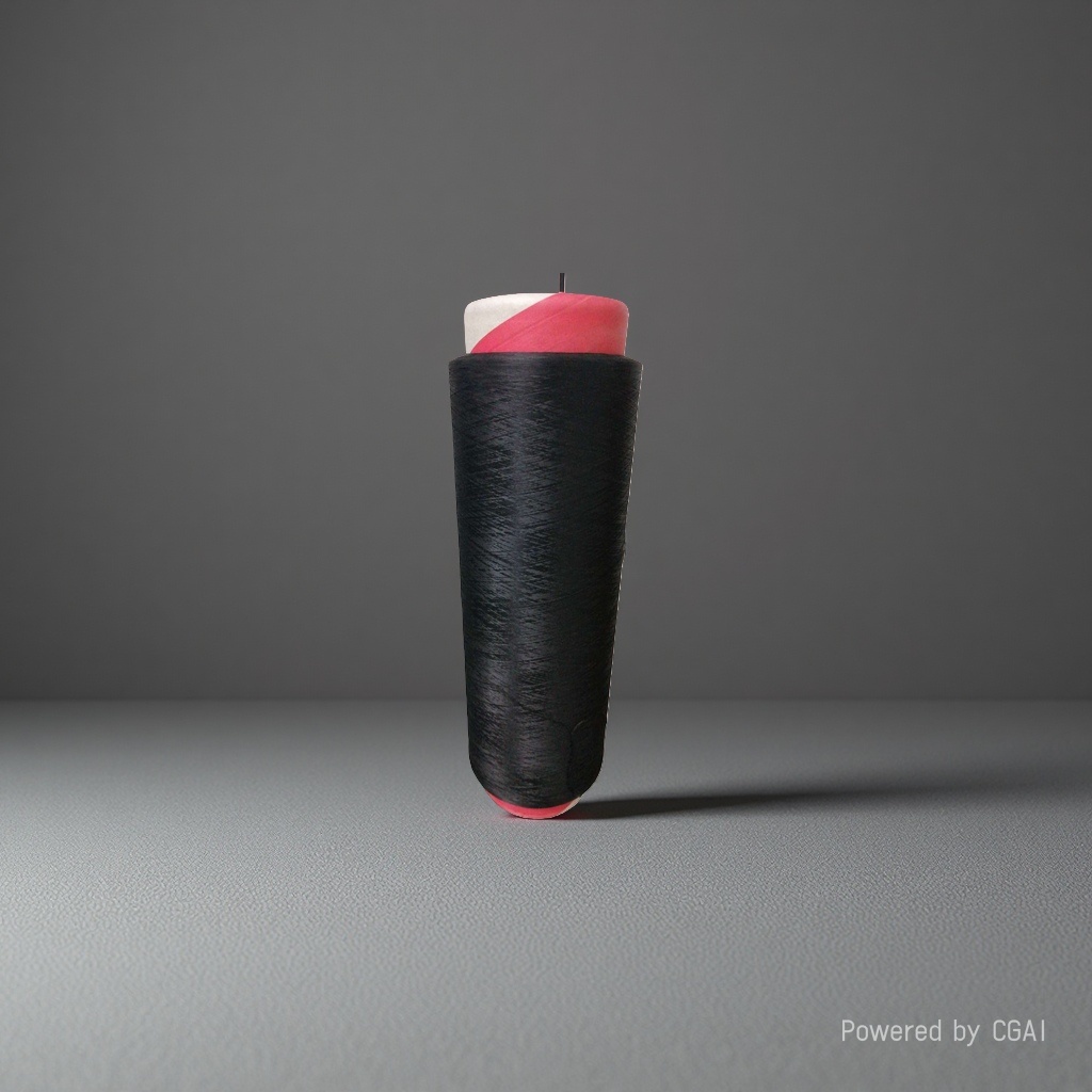 Black yarn tubes are used for hand-knitted crochet with solid-colored cotton thread details Picture