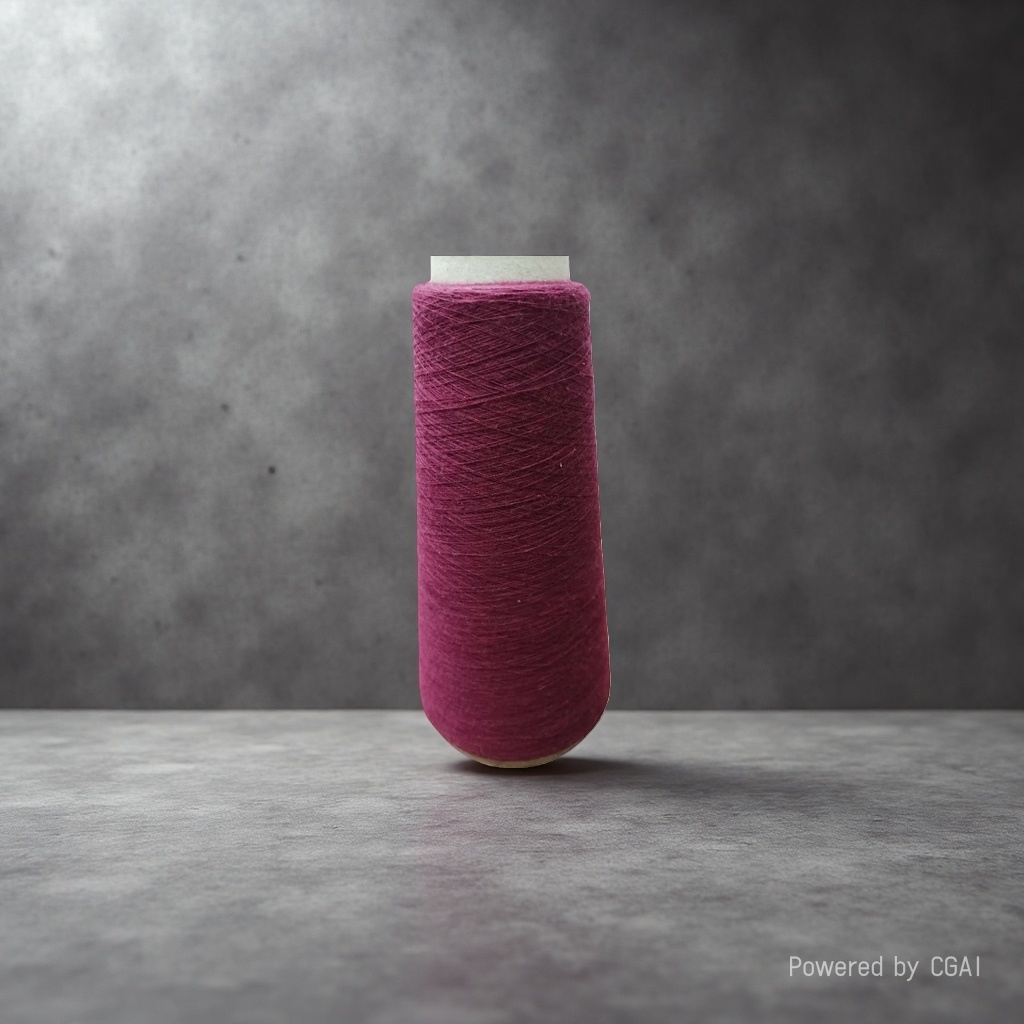 The purple-red yarn is used to roll other yarns and wool for hand crochet details Picture