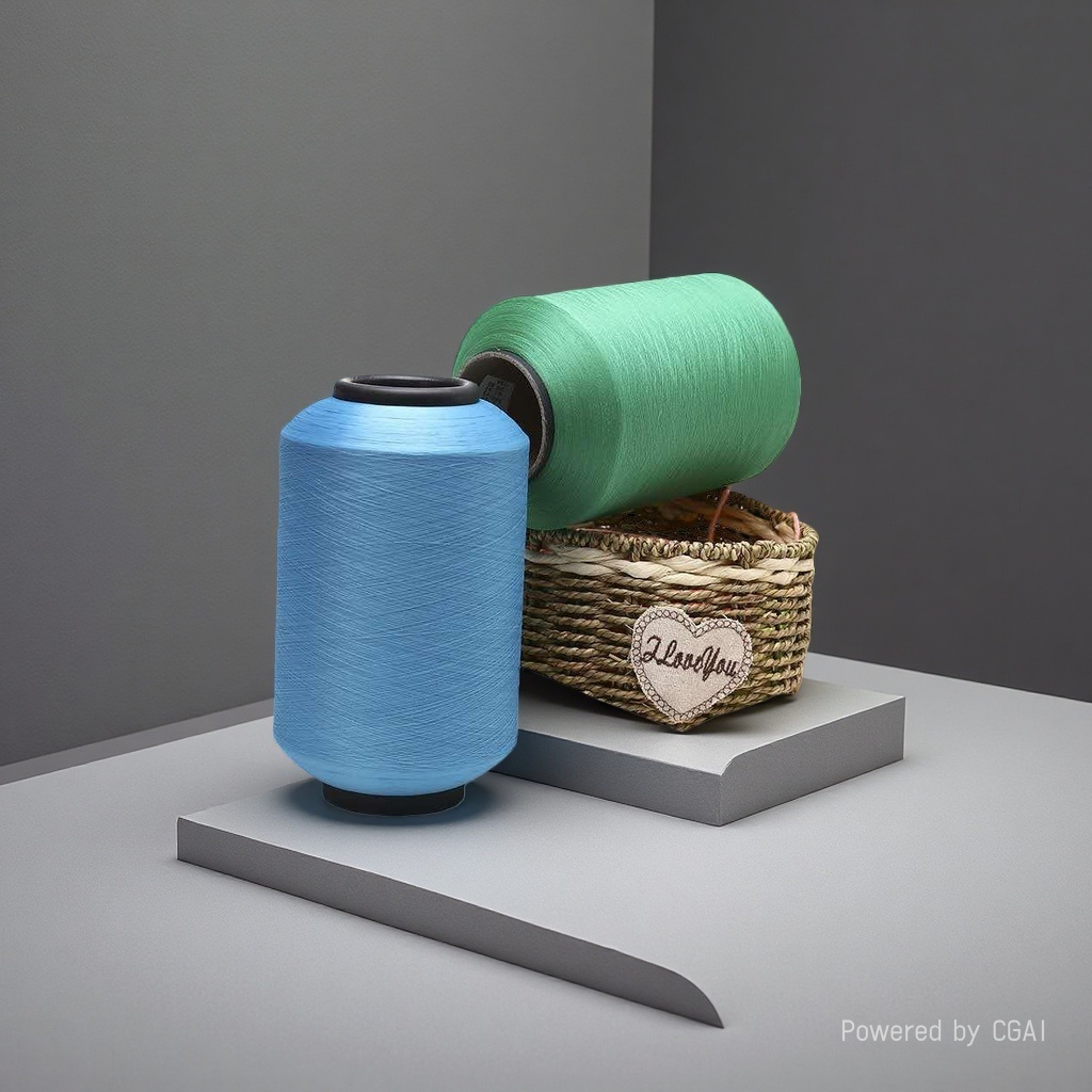 Blue and green spool woven basket organizing tool storage set Specification image