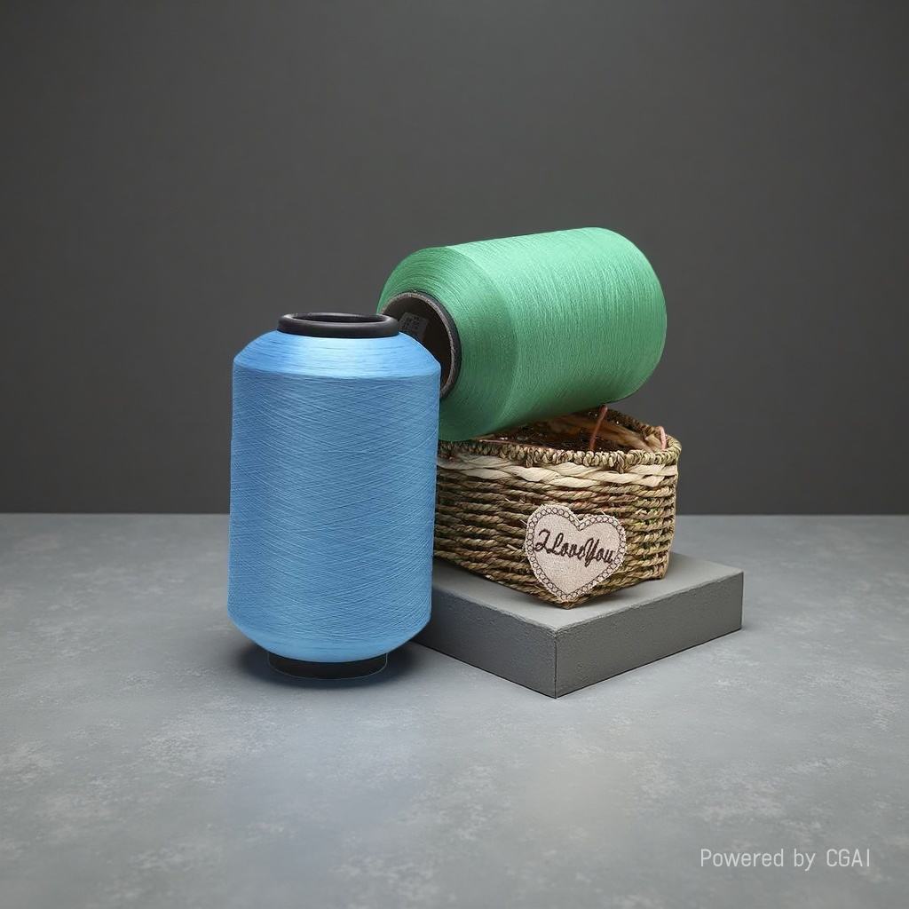 Blue and green spool woven basket organizing tool storage set Application Scenario