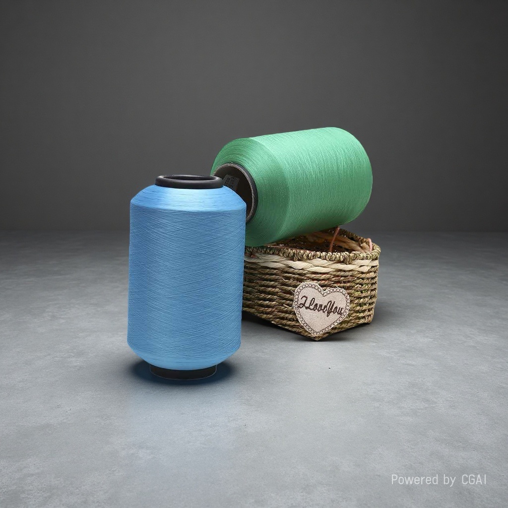 Blue and green spool woven basket organizing tool storage set