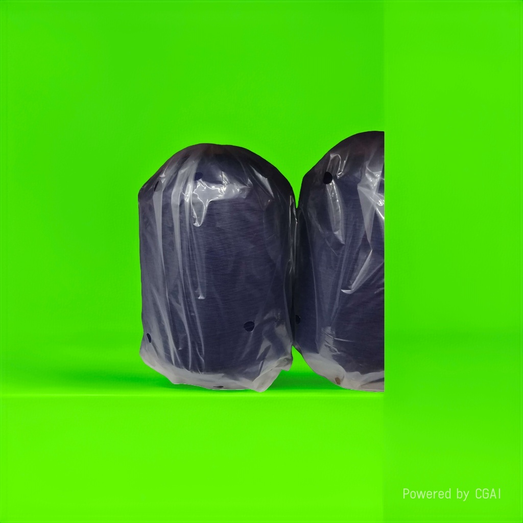 Dark blue 32# wire and cable yarn rolls are packaged in transparent plastic bags and displayed on white shelves Application Scenario