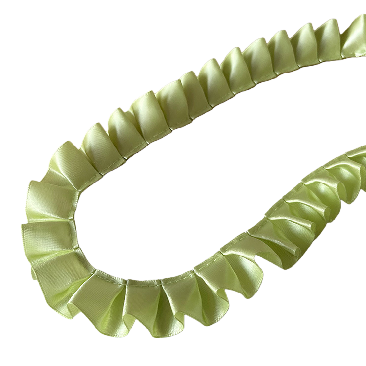 翠绿色丝带缎带褶皱风琴褶荷叶边娃衣服装设计diy花边辅料