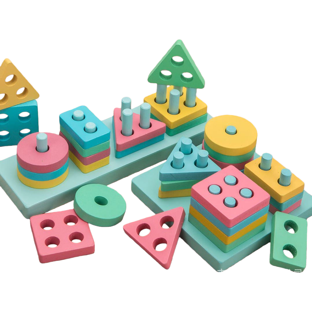 HelloKitty Colorful Wooden Shape Matching Toy Set DIY House Alloy Car Item Picture