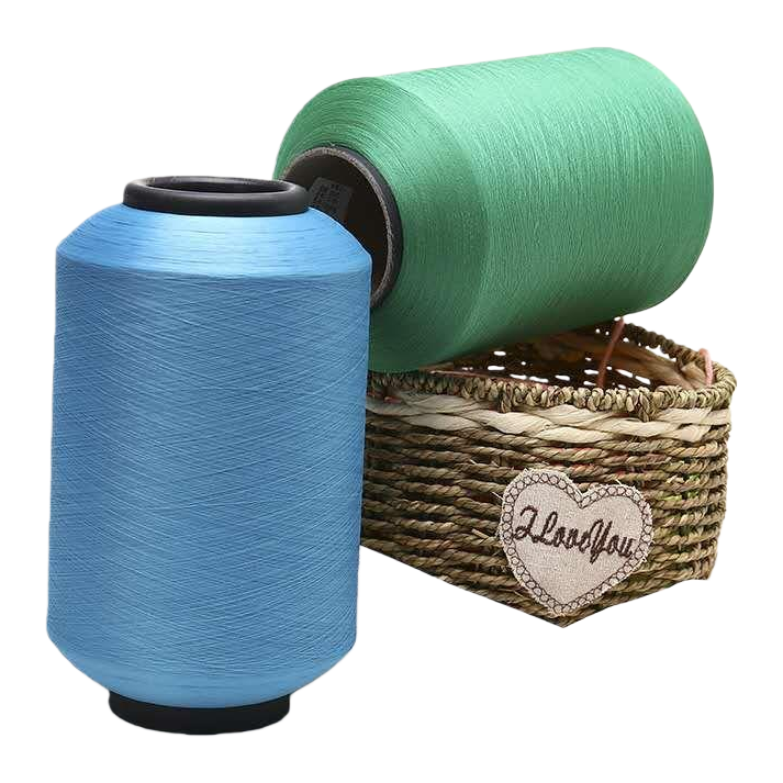Blue and green spool woven basket organizing tool storage set Item Picture