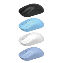 Wireless charging transparent wireless mouse available in multiple colors including black, blue, white and light blue Item Picture