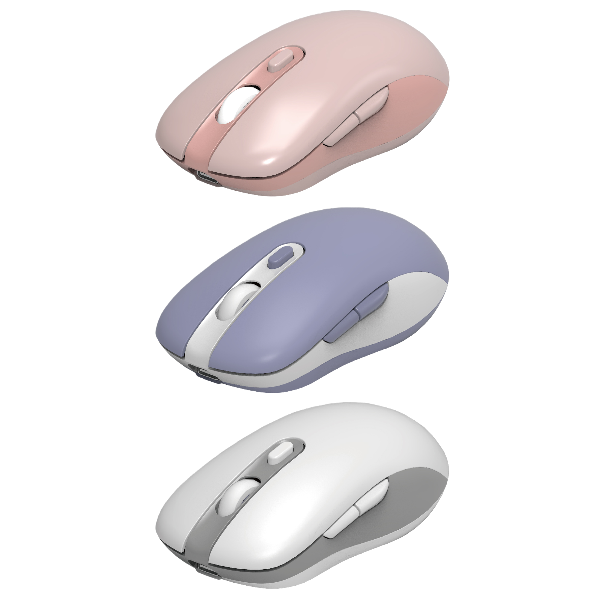 The pink, purple and white transparent wireless mouse supports wireless charging and can be used as a mouse pen Item Picture