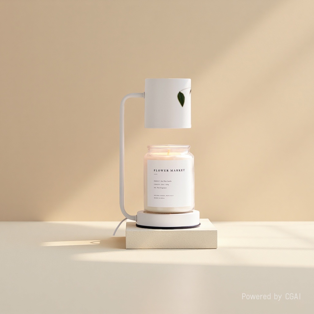FLOWER MARKET White Scented Candle Stand Set, Soy Wax Electronic Candle, Glass Jar, White Candle Three-piece Set