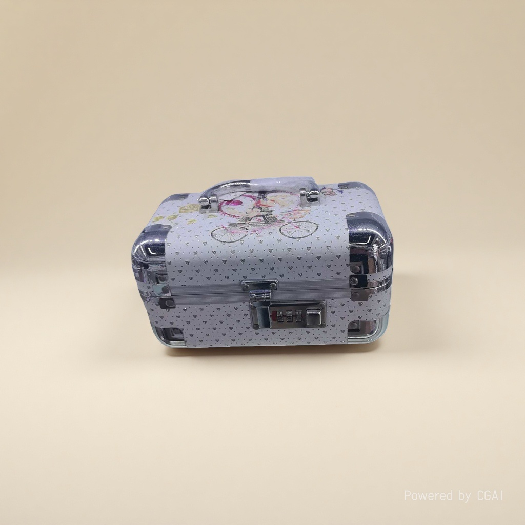 قلب أبيض مع حقيبة ماكياج ذات قفل مشفر، حقيبة حقيبة مكياج details Picture