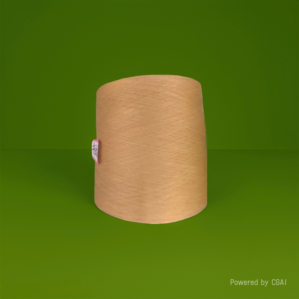 Brown yarn tubes are used for hand-knitted crochet with cotton blends of moderate thickness