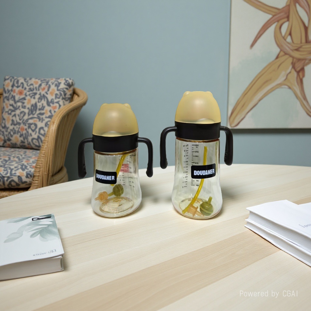 زجاجة حليب بحجم 300ML 240ML تحتوي على زجاجة حليب مبطنة للأمهات والرضع ذات فم مضاد للانتفاخ من السليكون