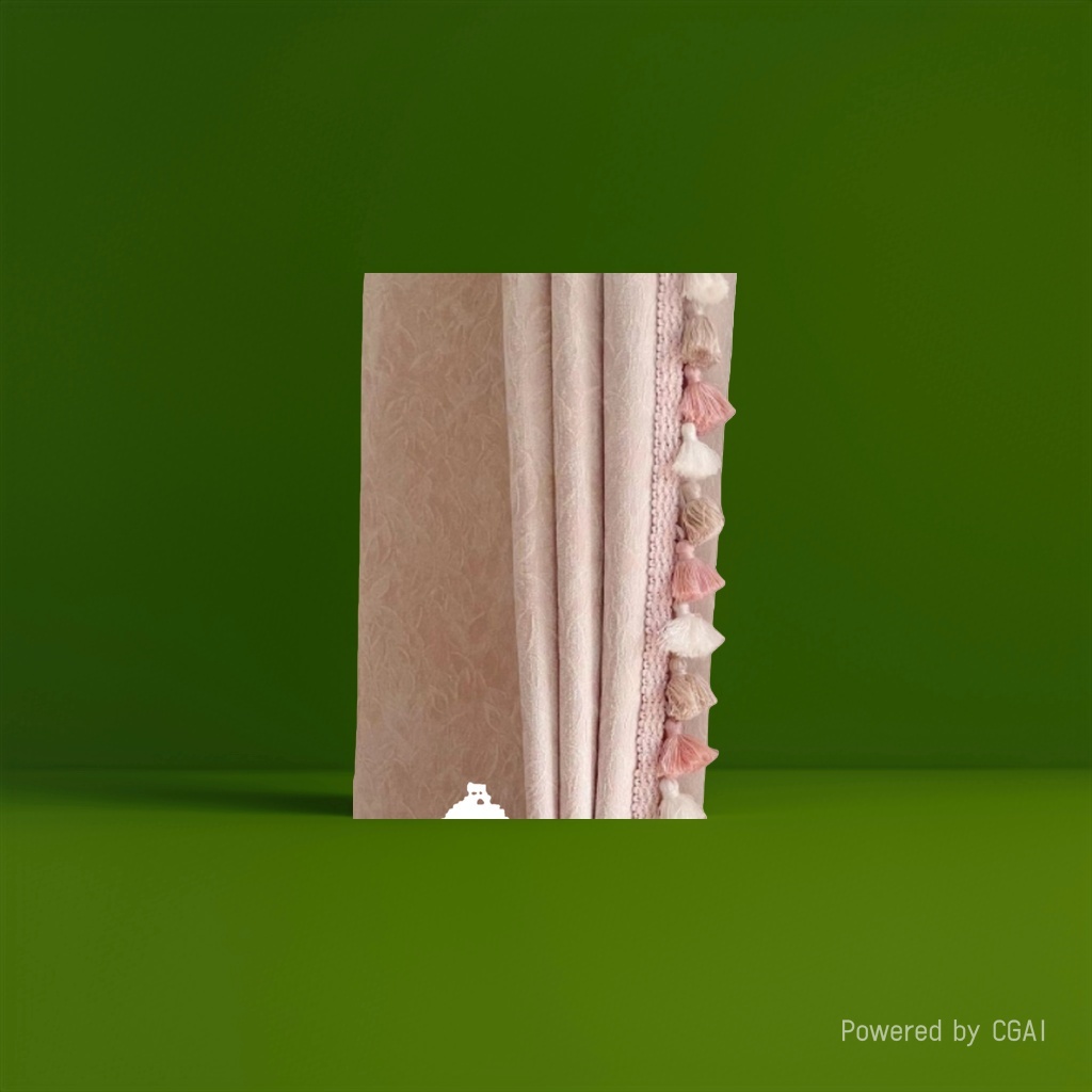 Pink tassel semi-transparent linen finished curtains, bath curtain sets, automatic curtains Specification image