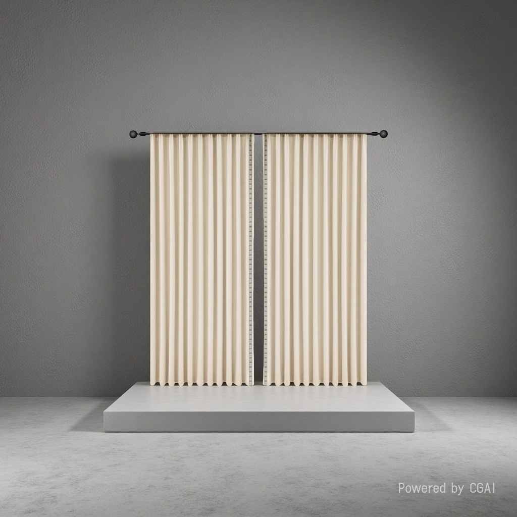 Beige vertical striped lace curtain fabric, French-style handle pattern fabric curtain fabric Specification image