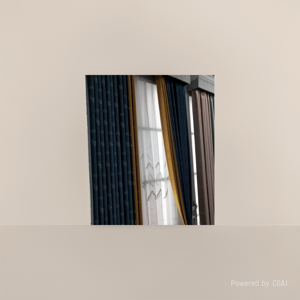 Paquete de cortinas para toda la casa azul oscuro con cortinas de patrón más bordes de patchwork amarillos con cortinas de pantalla de bordado blanco Specification image
