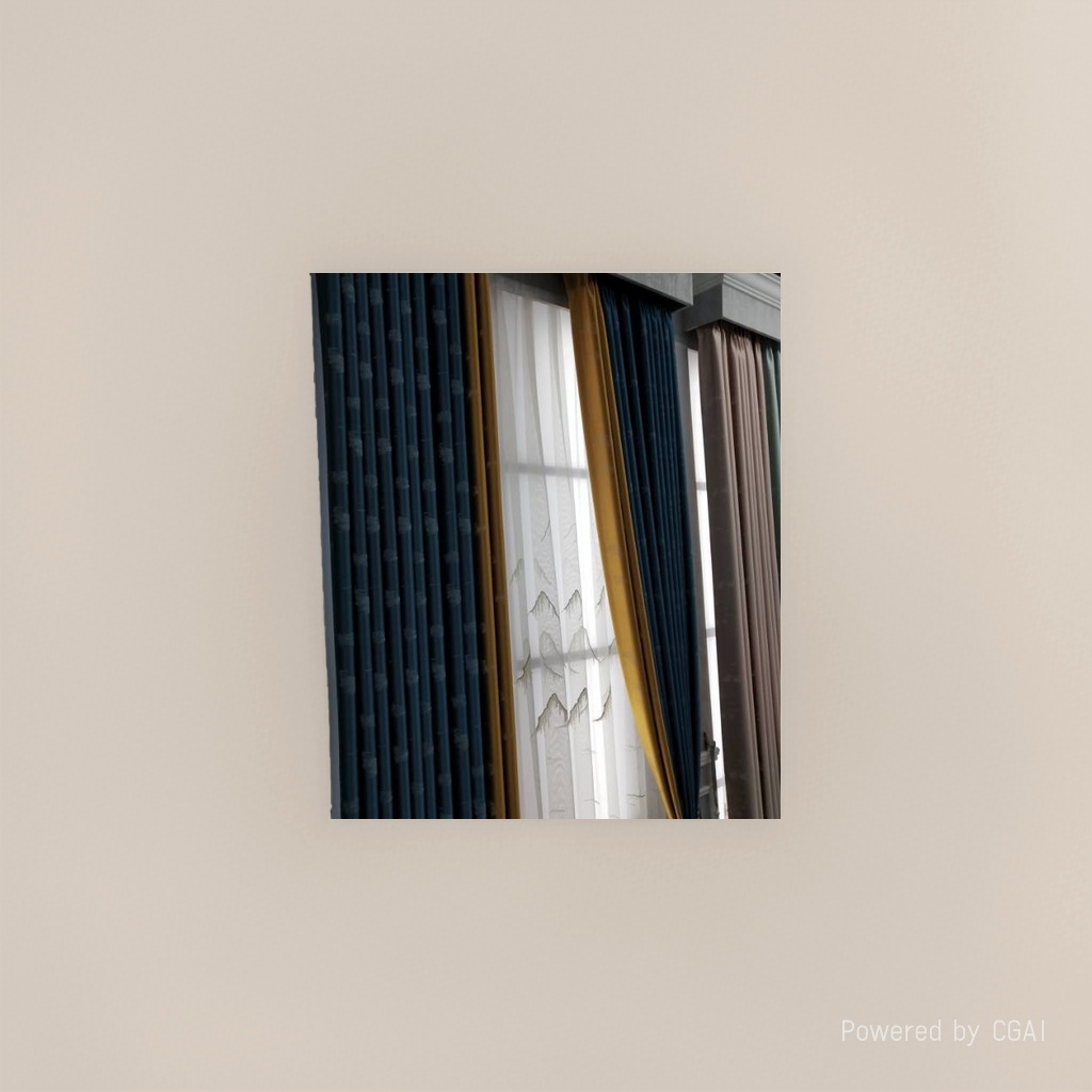 Paquete de cortinas para toda la casa azul oscuro con cortinas de patrón más bordes de patchwork amarillos con cortinas de pantalla de bordado blanco details Picture