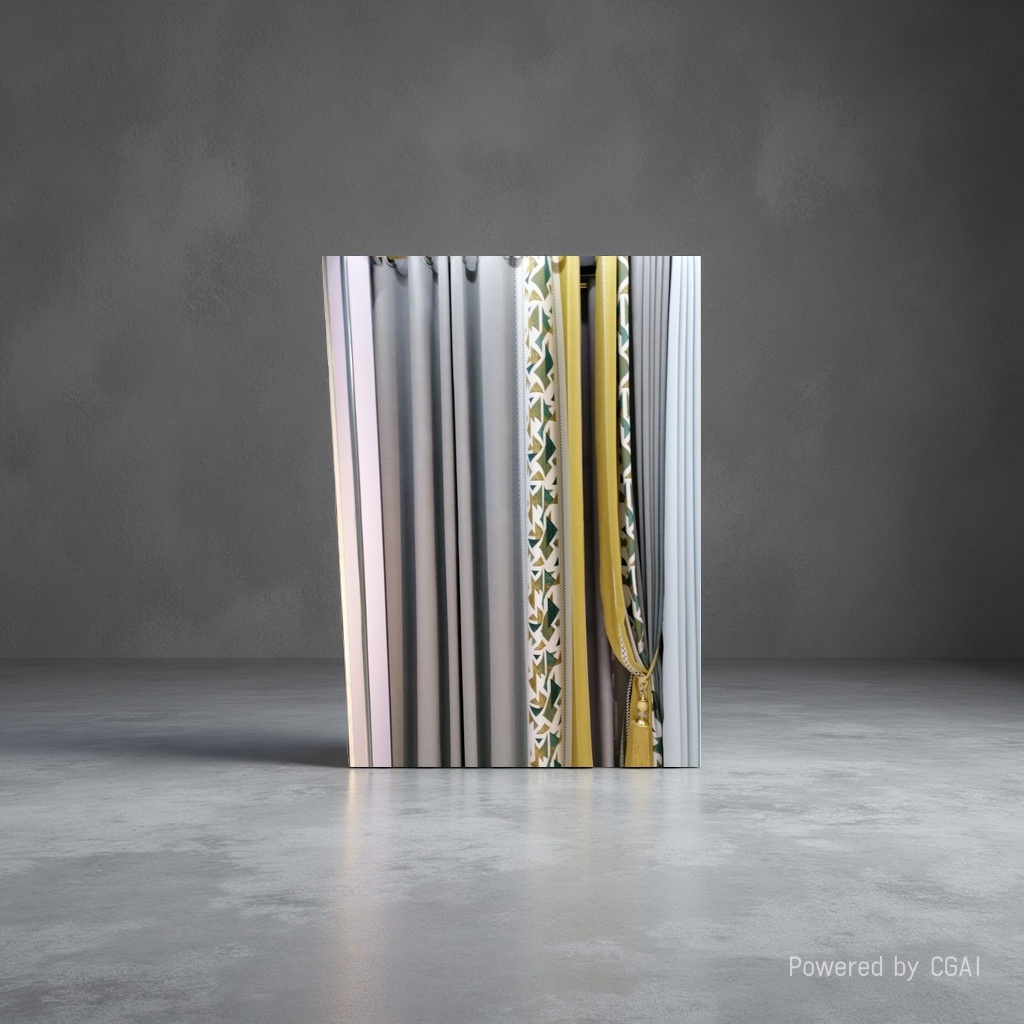Grey striped semi-transparent linen finished curtains, bath curtain sets, automatic curtains