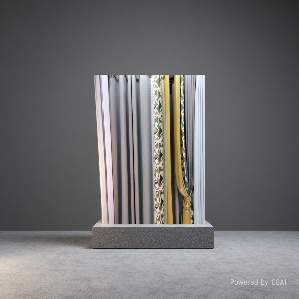 Grey striped semi-transparent linen finished curtains, bath curtain sets, automatic curtains Specification image