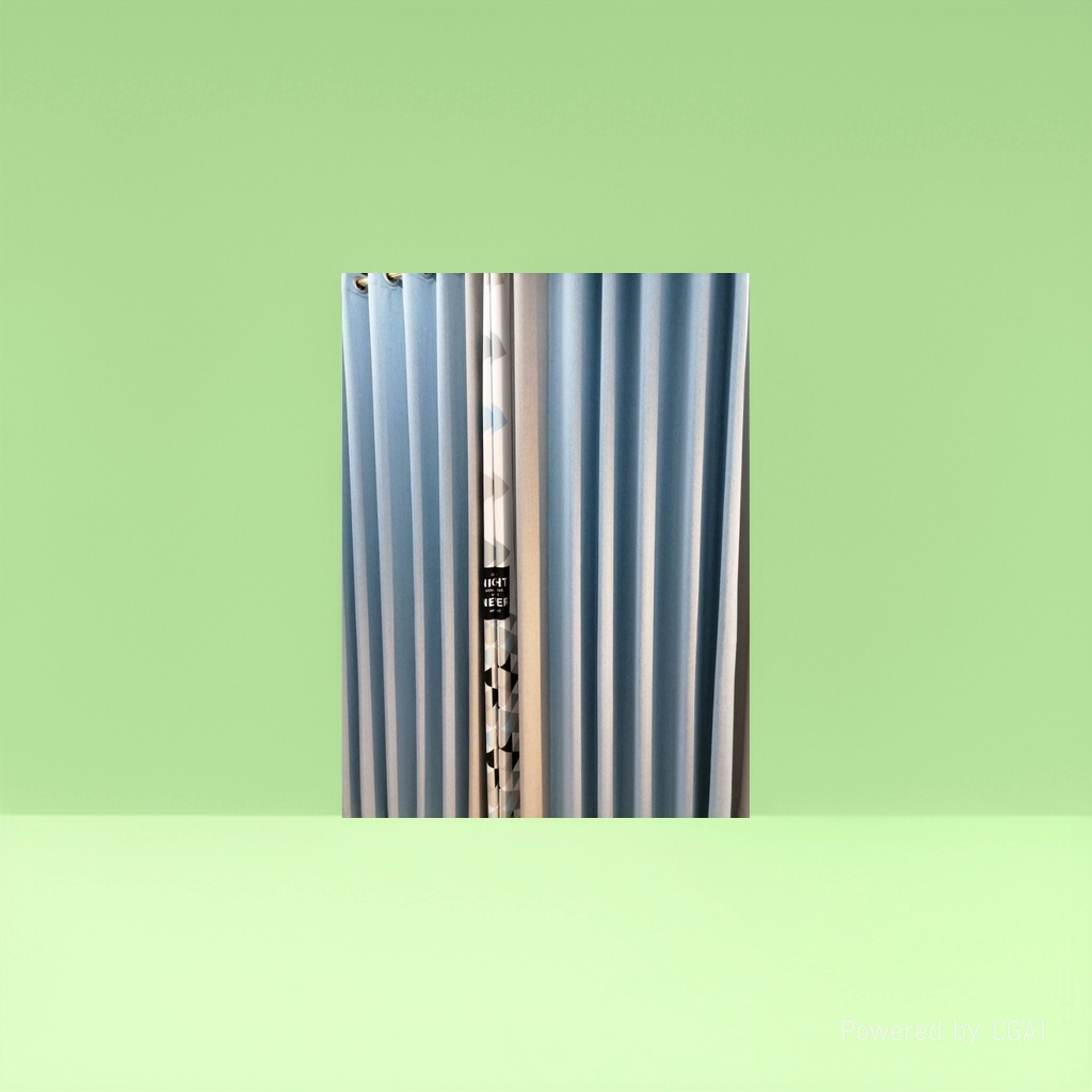 Blue and white striped semi-transparent linen finished curtains, bath curtain sets, automatic curtains Specification image