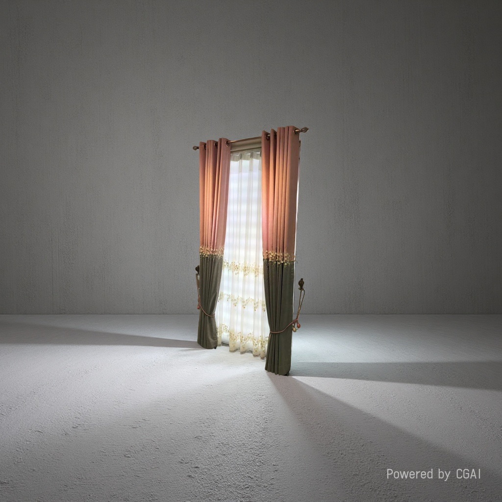 Custom-made window screens, pink and gray color-blocked curtains, gold and silver sequined mesh screens for light transmission and sun protection Application Scenario