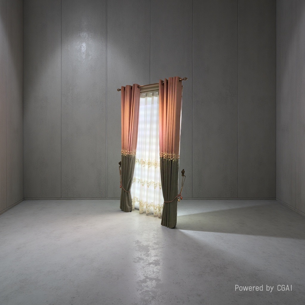 Custom-made window screens, pink and gray color-blocked curtains, gold and silver sequined mesh screens for light transmission and sun protection details Picture
