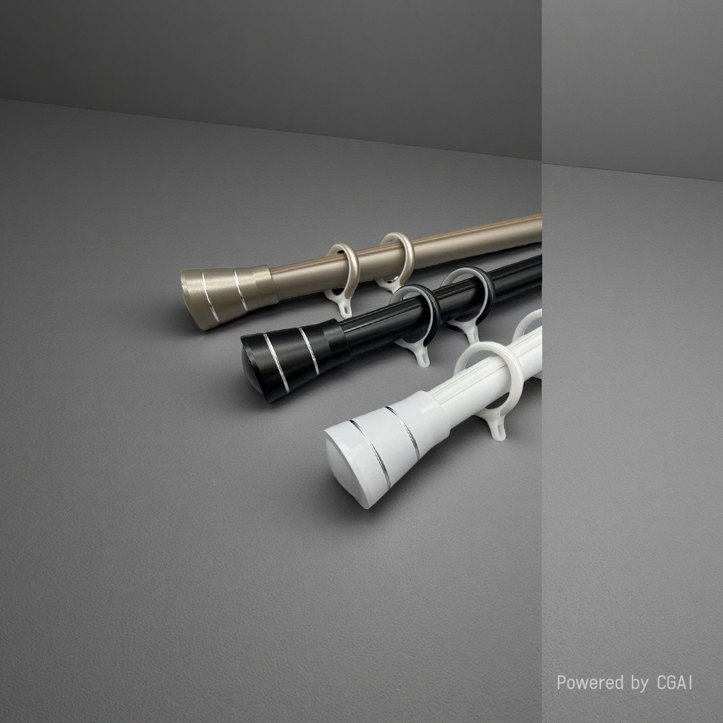 Three-color alloy Roman rod curtain rods with hook track decorative heads Application Scenario