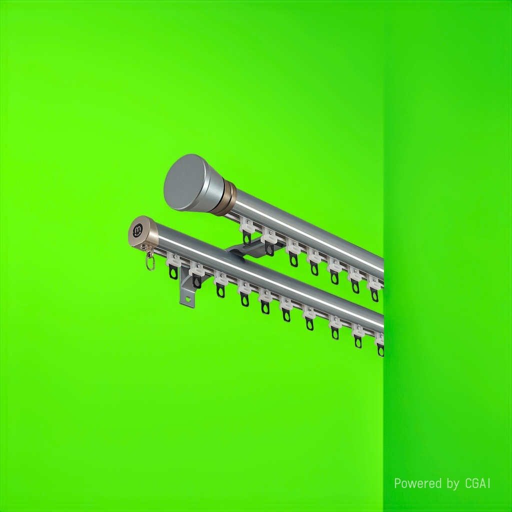 The silver double-track curtain track is compatible with the gold decorative head curtain hook and Roman rod Application Scenario