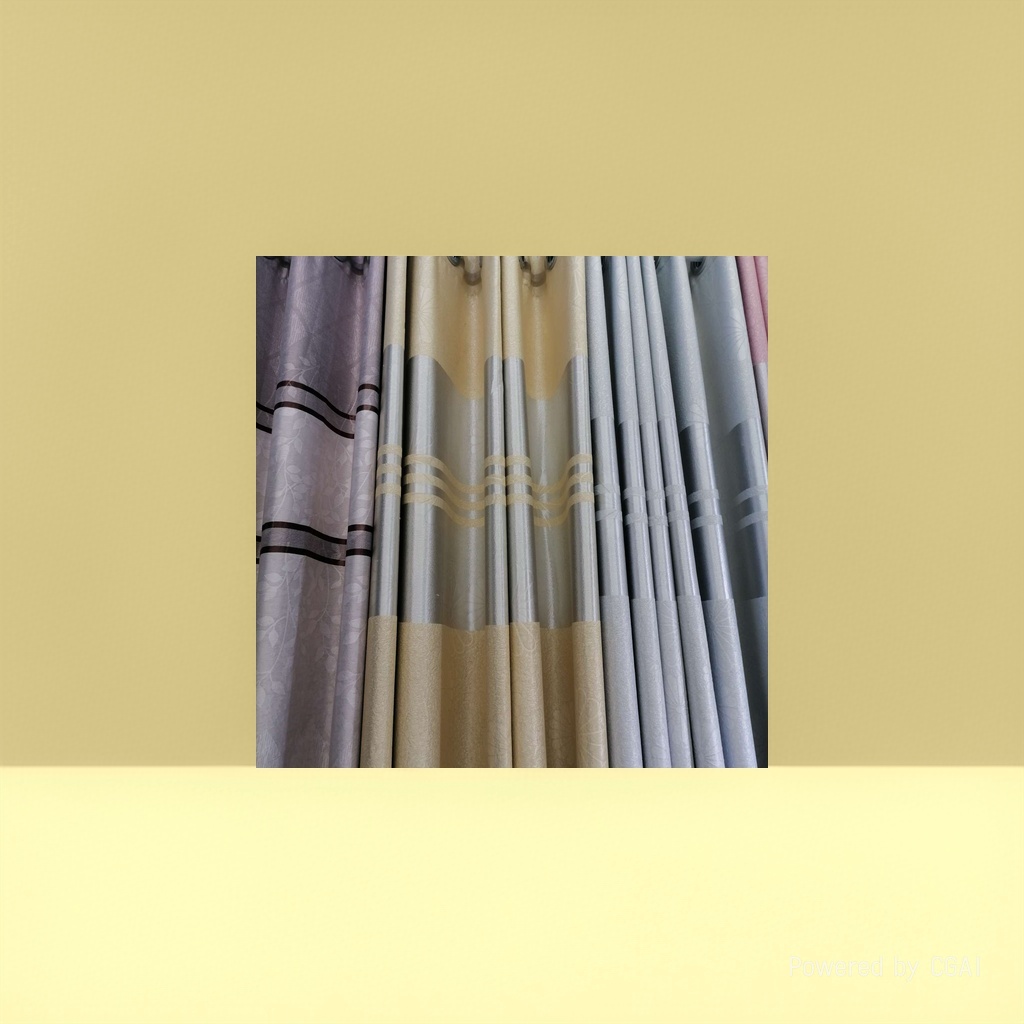 Semi-transparent linen grey striped finished curtain bath curtain set with automatic opening and closing details Picture