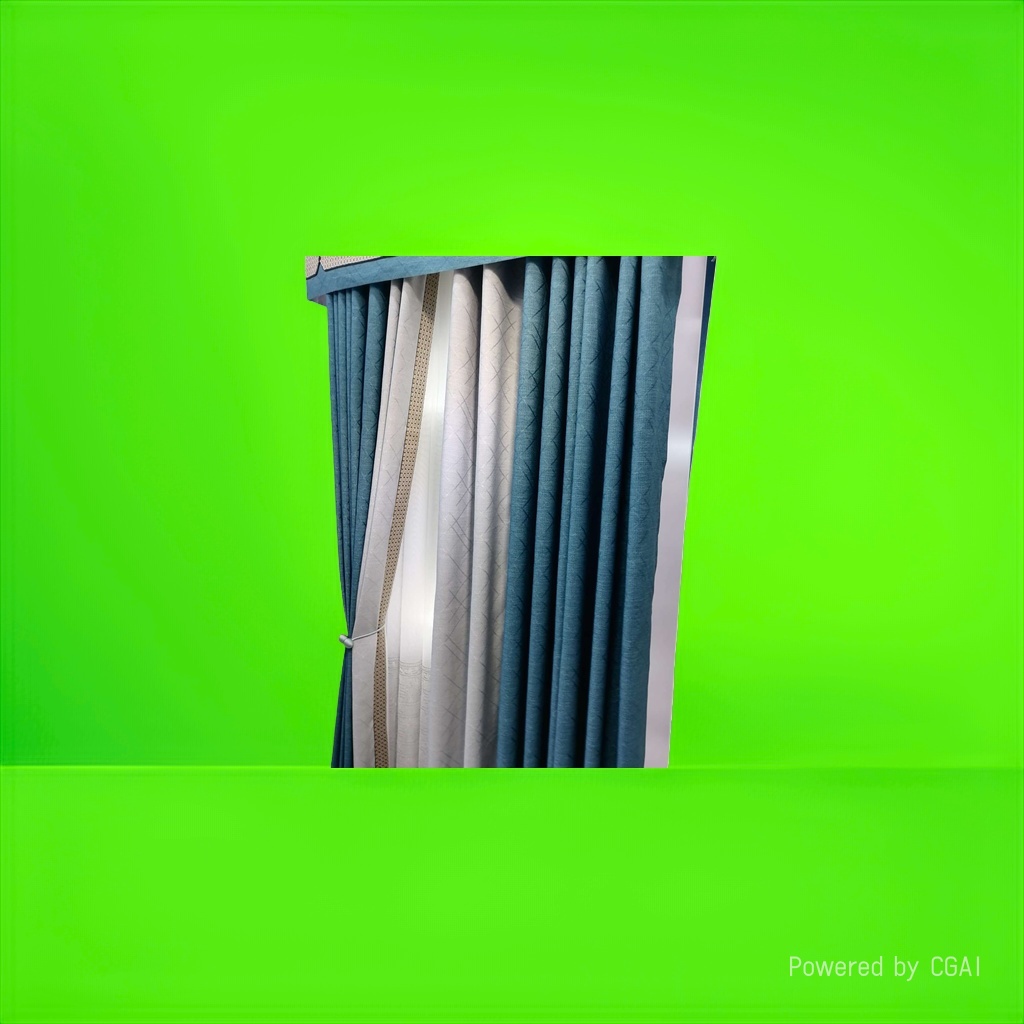 Blue-gray semi-transparent linen automatic shower curtain set, finished curtains, suitable for both living rooms and bathrooms details Picture