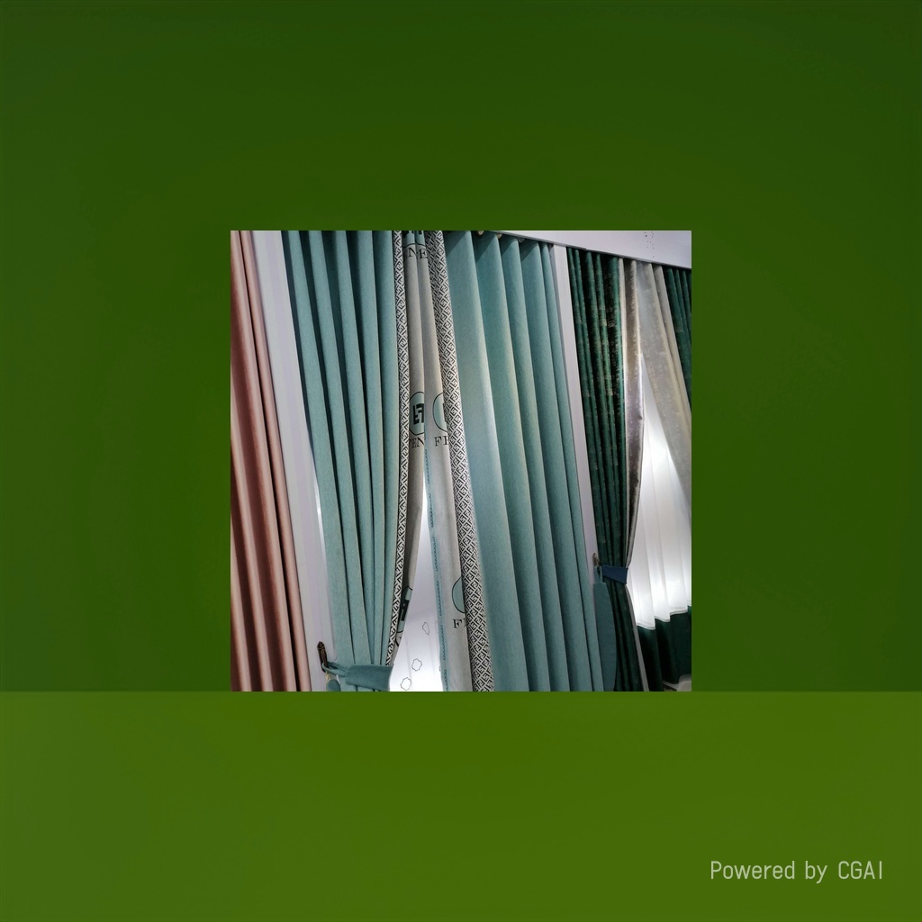 ستائر خضراء نصف نصف نصف مختومة من الكتان ستائر أوتوماتيكية Specification image