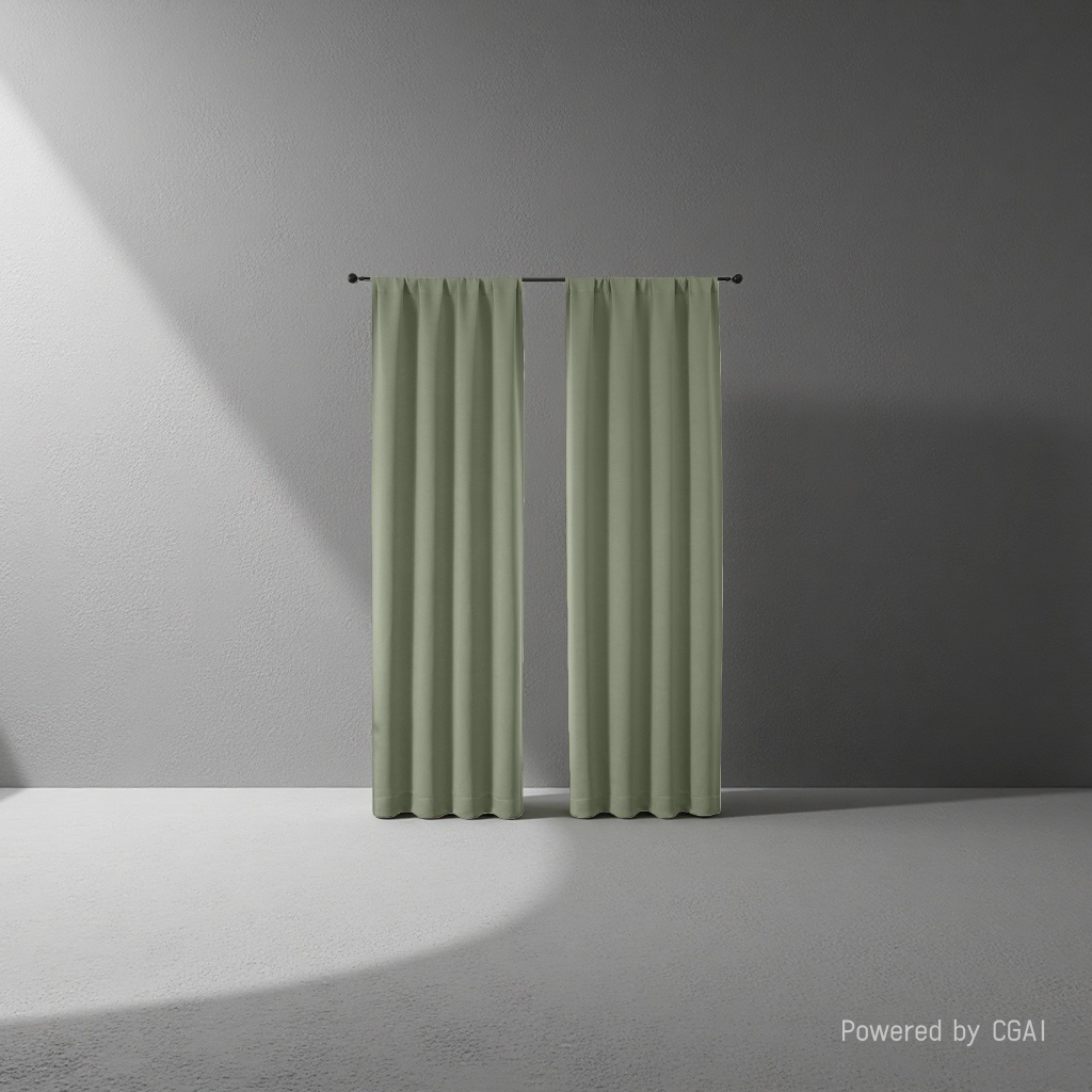 Olive green semi-transparent linen finished curtains, bath curtain sets, automatic curtains details Picture