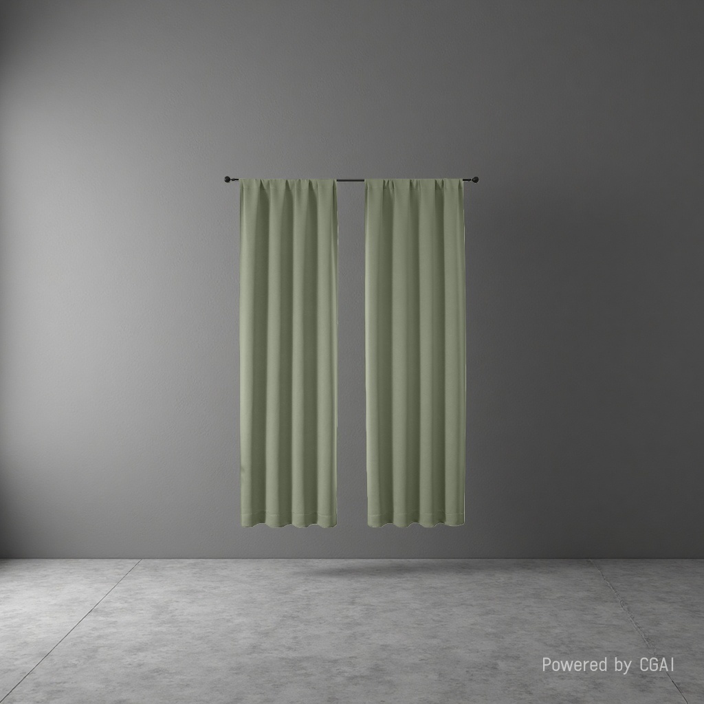 Olive green semi-transparent linen finished curtains, bath curtain sets, automatic curtains Specification image