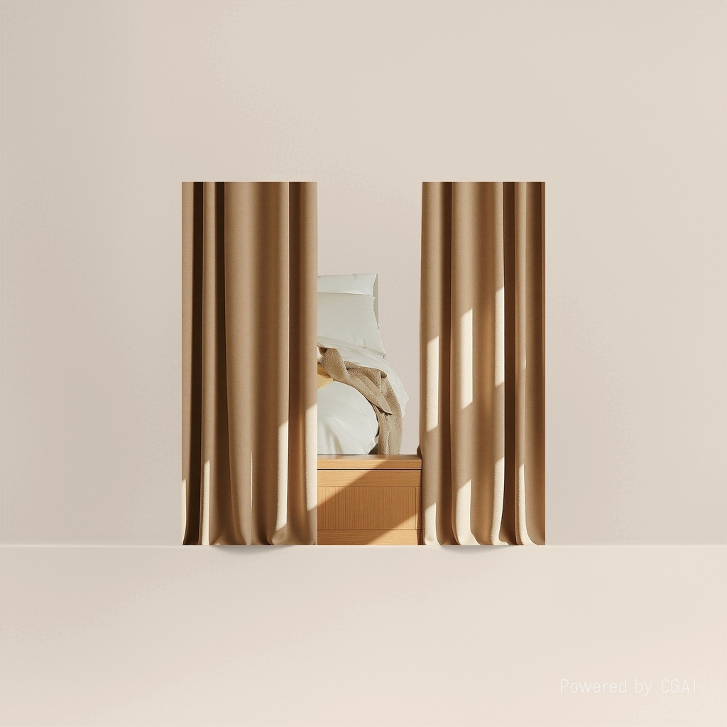 Beige curtain processing and customization with bed curtain set, warm bedroom blackout curtains details Picture