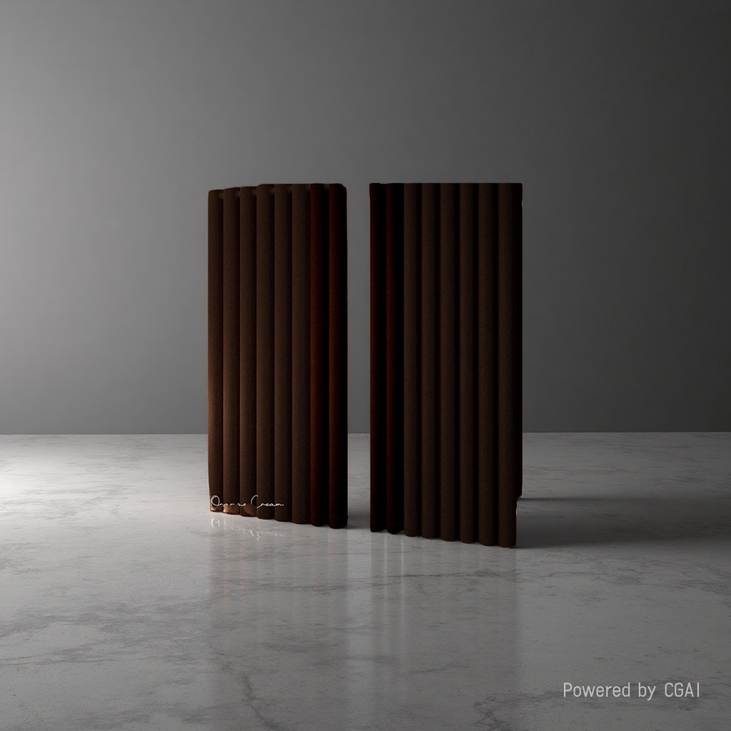 Dark brown vertical striped semi-transparent linen finished curtains, bath curtain sets, automatic curtains details Picture