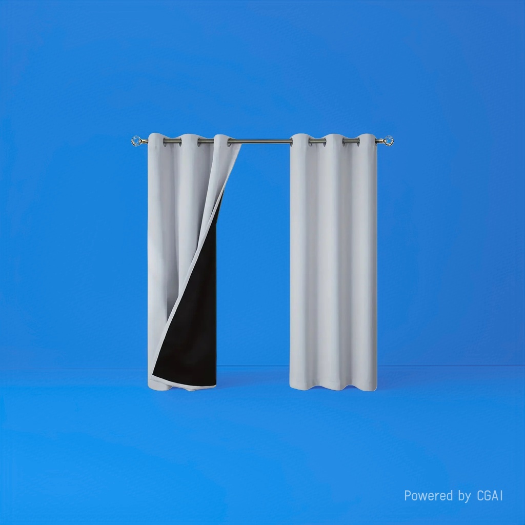 Light grey double-layer semi-transparent linen finished curtains, bath curtain sets, automatic curtains Specification image