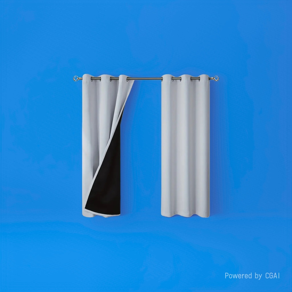 Light grey double-layer semi-transparent linen finished curtains, bath curtain sets, automatic curtains details Picture