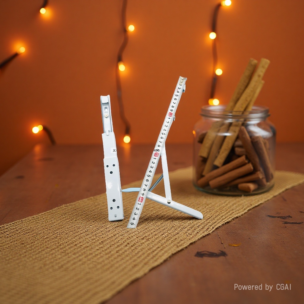 Xingquan Department Store's white metal folding stand tape measure, a two-in-one measuring ruler for waist and height details Picture