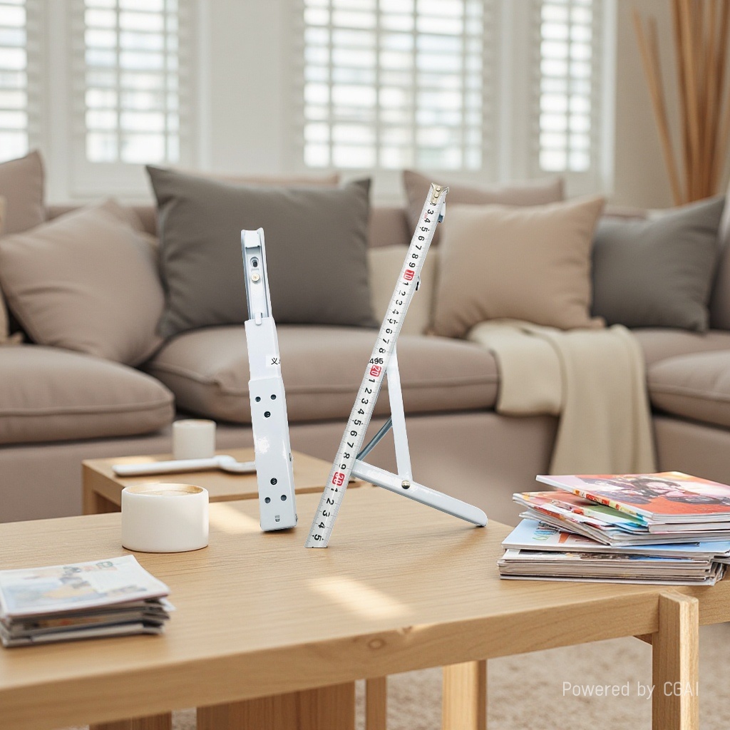 Xingquan Department Store's white metal folding stand tape measure, a two-in-one measuring ruler for waist and height Specification image