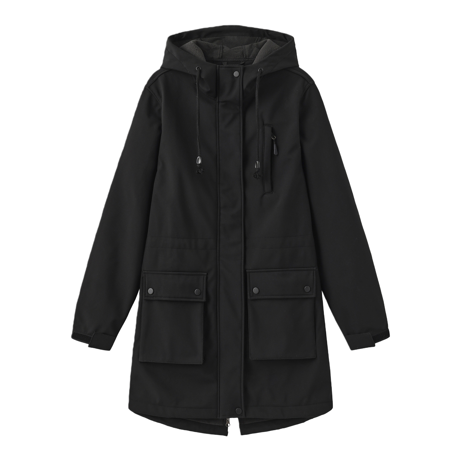 European and American autumn and winter jackets for women, European size rainproof hooded women, raincoats, coats, windbreakers, women, black Item Picture