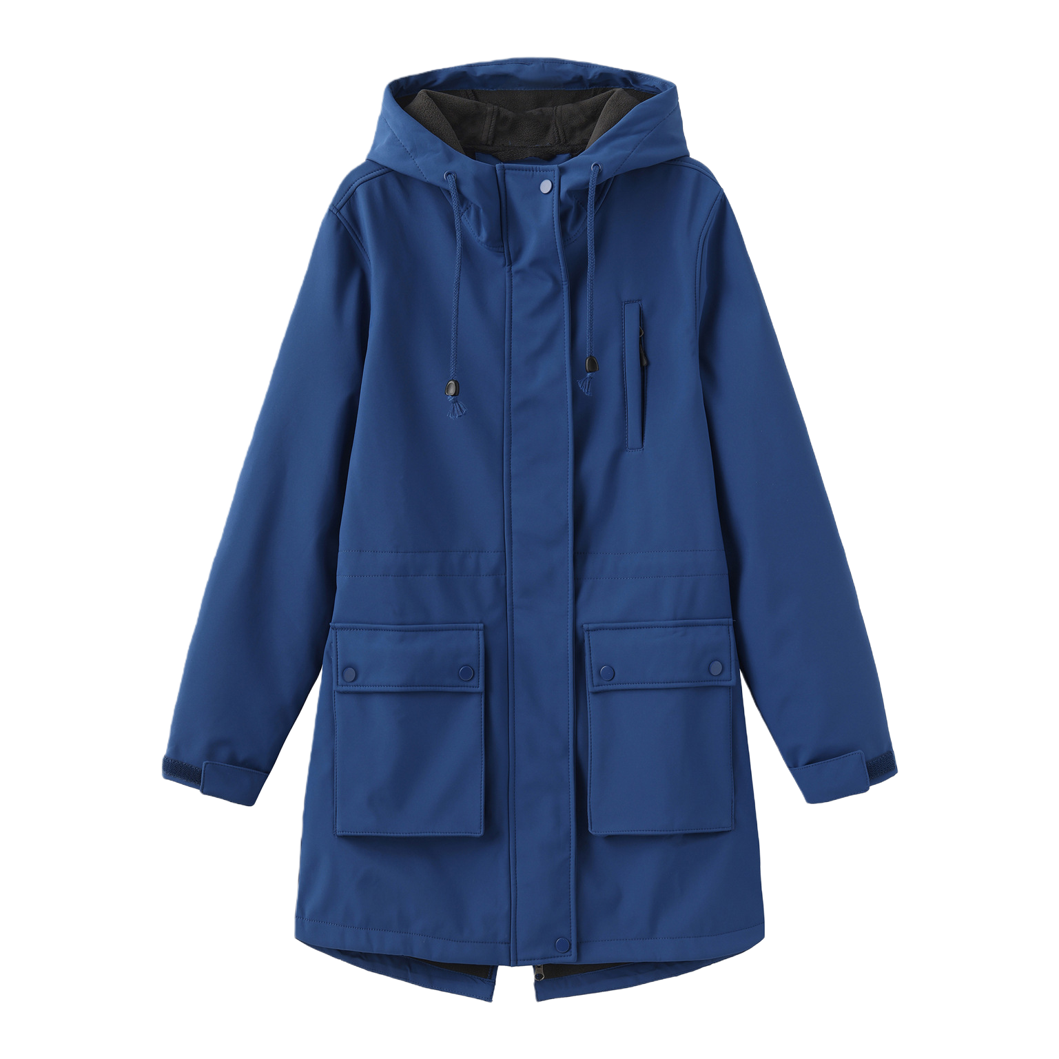 European and American autumn and winter jackets, women's European size rainproof hooded women's coats, coats, windbreakers, women's blue Item Picture