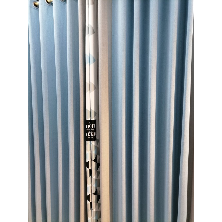 Blue and white striped semi-transparent linen finished curtains, bath curtain sets, automatic curtains Item Picture